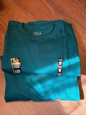 Fruit of the Loom Dark Teal Green Short Sleeve Pocket Tees (2-Pack)